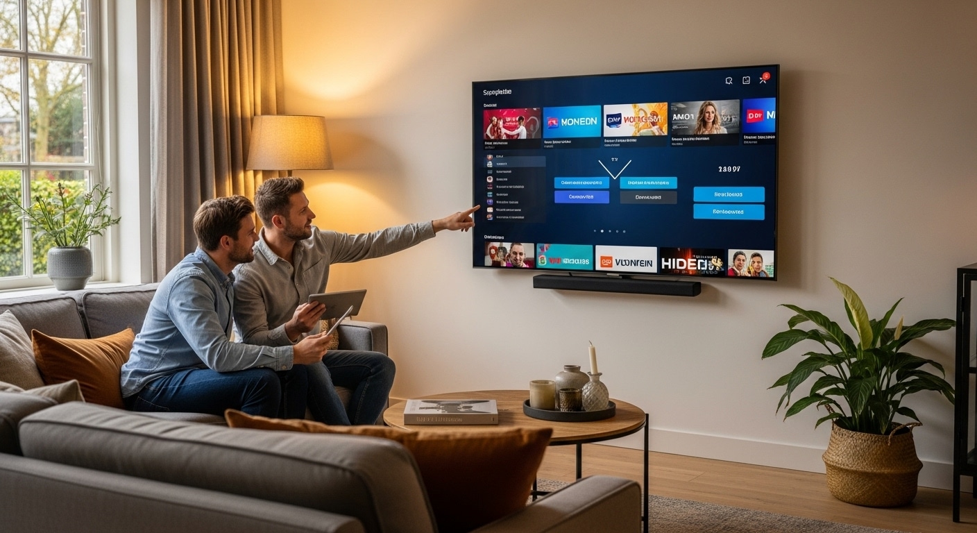 vergelijkingstabel van tv providers met pornokanalen NL op een modern scherm