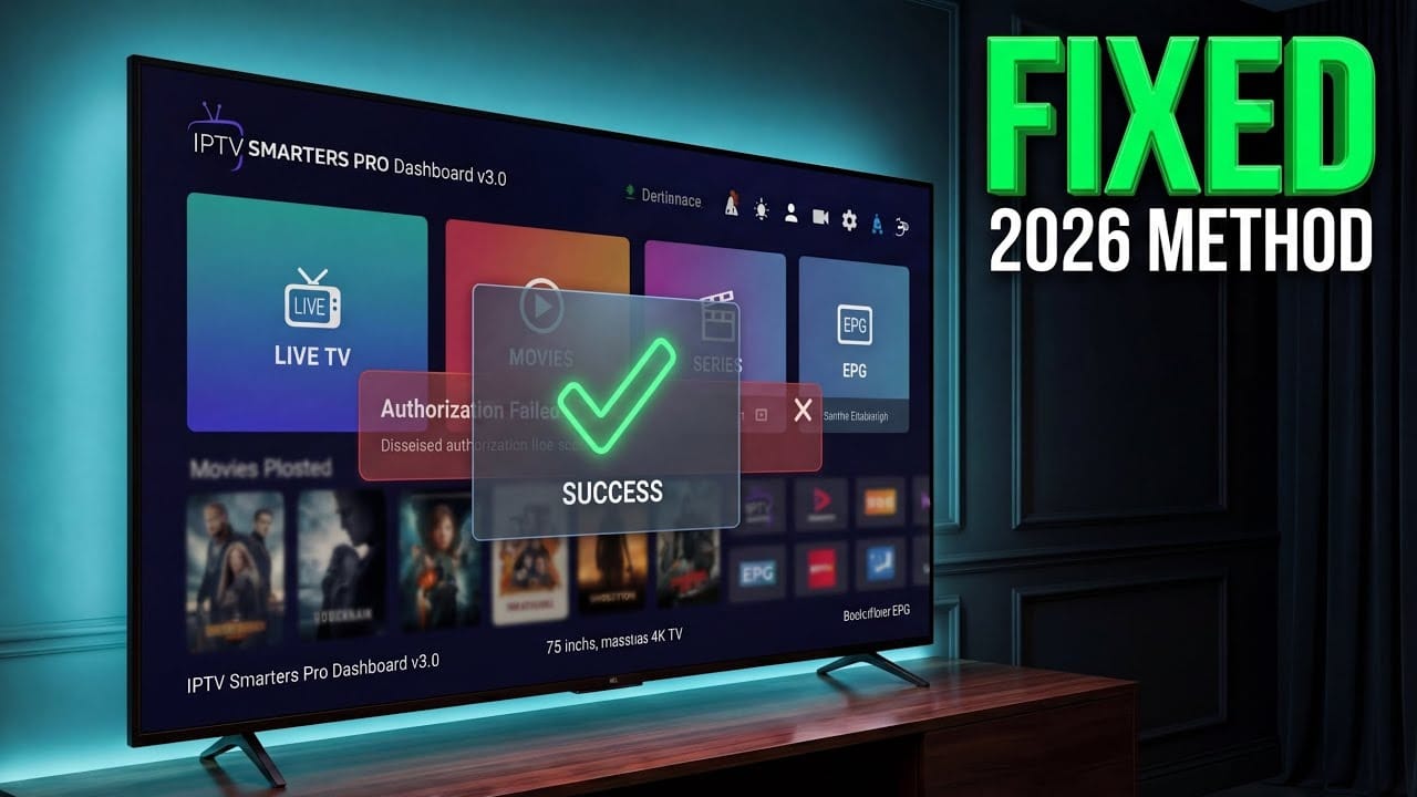 Een hand configureert de Xtream Codes inloggegevens in de IPTV Smarters Pro app op een Samsung Smart TV met een Firestick in een Nederlandse woonkamer.