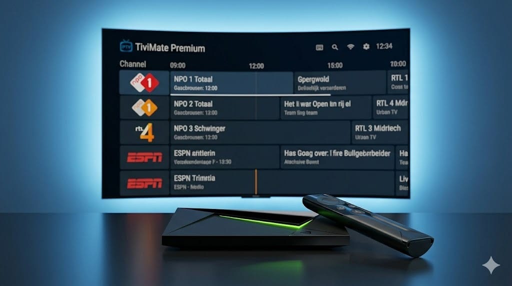 De Nvidia Shield TV Pro met de TiviMate Premium gids, perfect geoptimaliseerd voor hoogwaardige iptv abonnementen.
