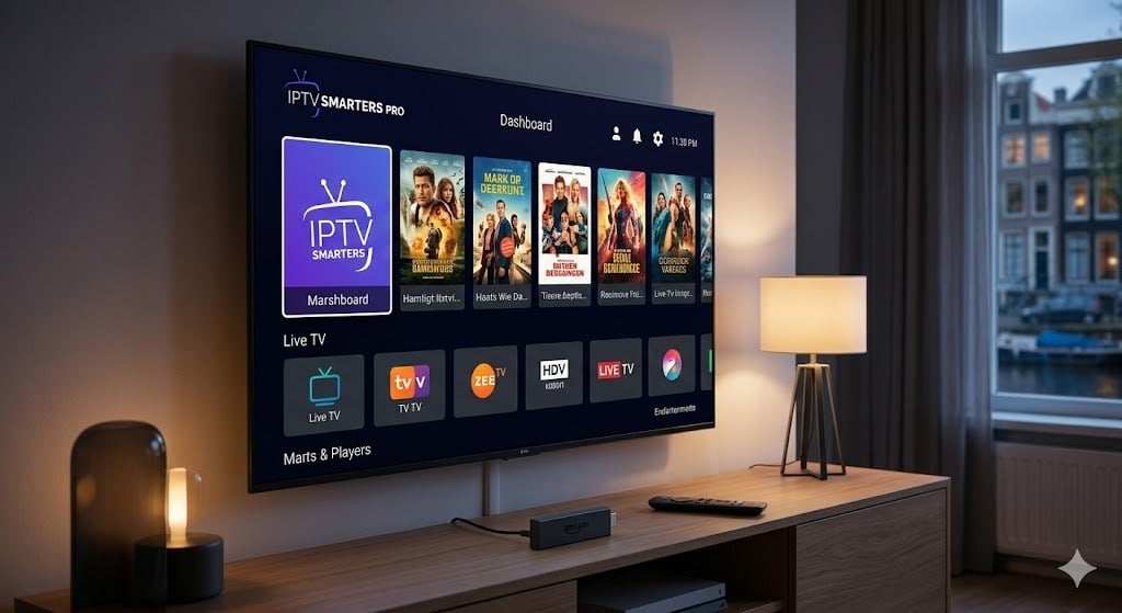 A Smart TV displaying the IPTV Smarters Pro 4K streaming interface for IPTV Totaal users.