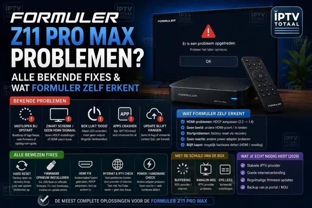 Formuler Z11 Pro Max problemen oplossen en veelvoorkomende bugs repareren
