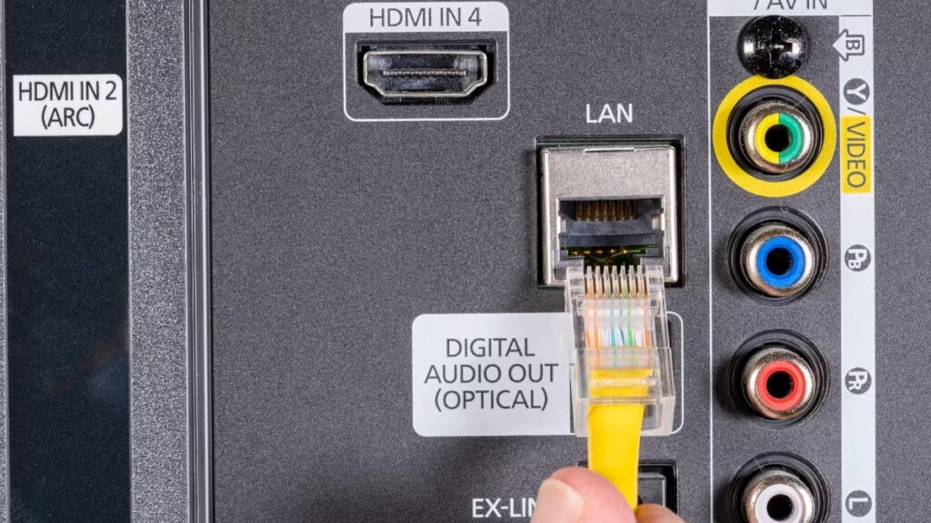 Ethernetkabel aansluiten op een televisie voor een stabiele verbinding met de beste IPTV app Samsung TV